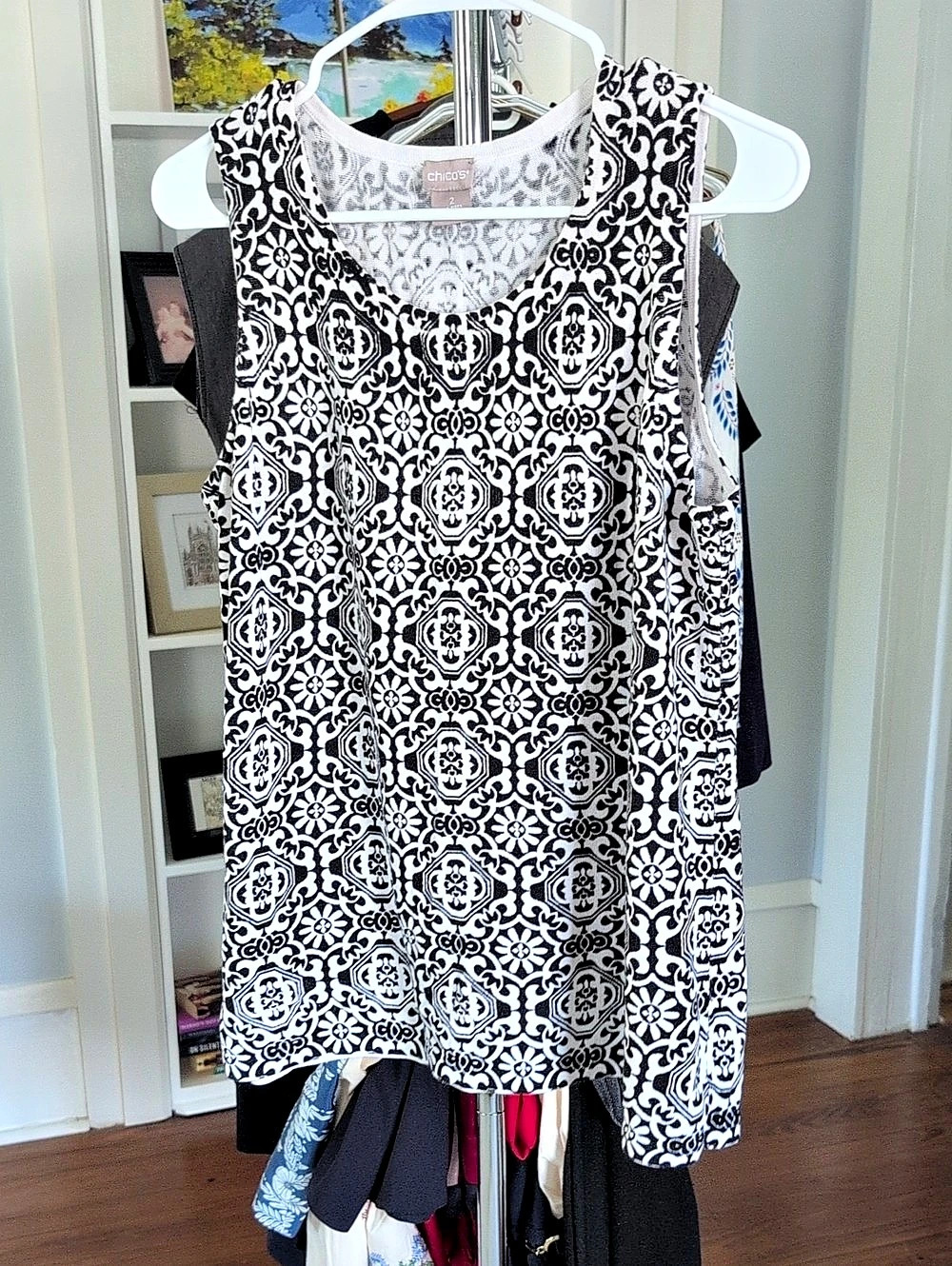 Chico's Geometric Mini Dress in Black & White Size 2 Like New
